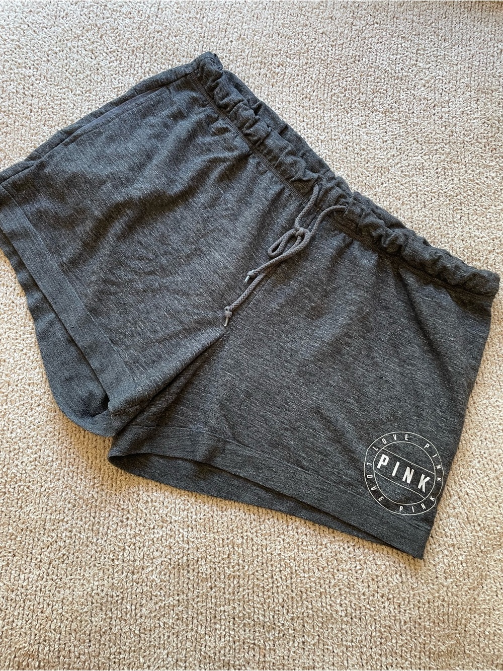 PINK Victoria's Secret Dark Gray Drawstring Lounge Shorts EUC - size L